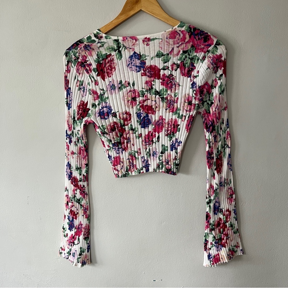Ronny Kobo Magda Floral Crop Top White Size Small - Picture 9 of 9